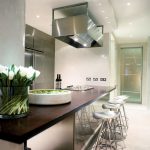 Contemporary kitchen breakfast bar with gas hob