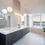 Contemporary ensuite bathroom with view of the San Diego bay