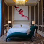 Stylish hotel room with modern interior design