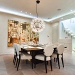 Modern dining room with ceiling lights