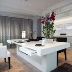 Office space with bespoke modern white desk