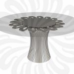 Glass round table with flower centre leg