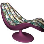 Modern purple chaise longue with flower pattern