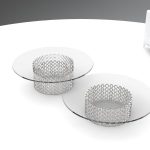 Round glass coffee tables with sliver chain frame