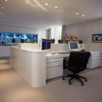 Office space with aquarium and star lights ceiling