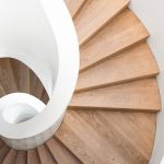 Spiral staircase with wooden steps