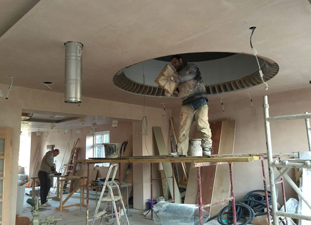 ANBM team installing circular ceiling